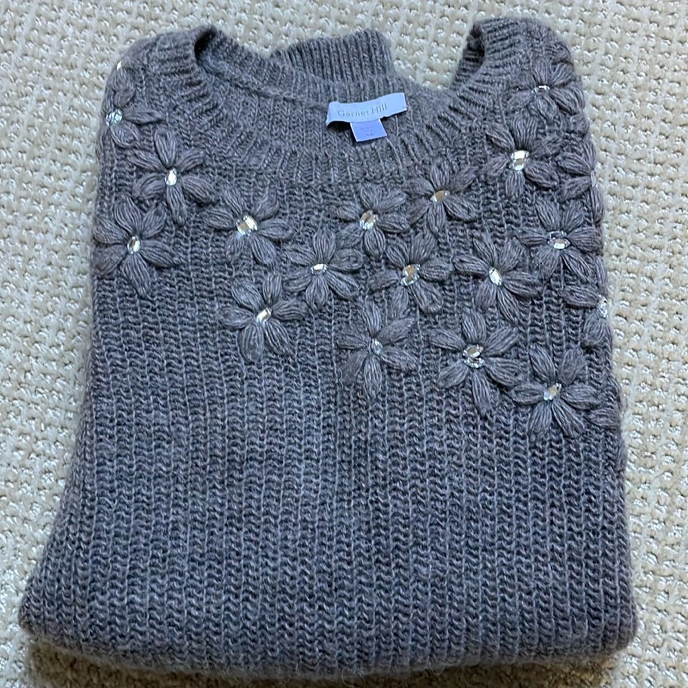 Garnet Hill Festive Embellished Sweater - Picture 1 of 6